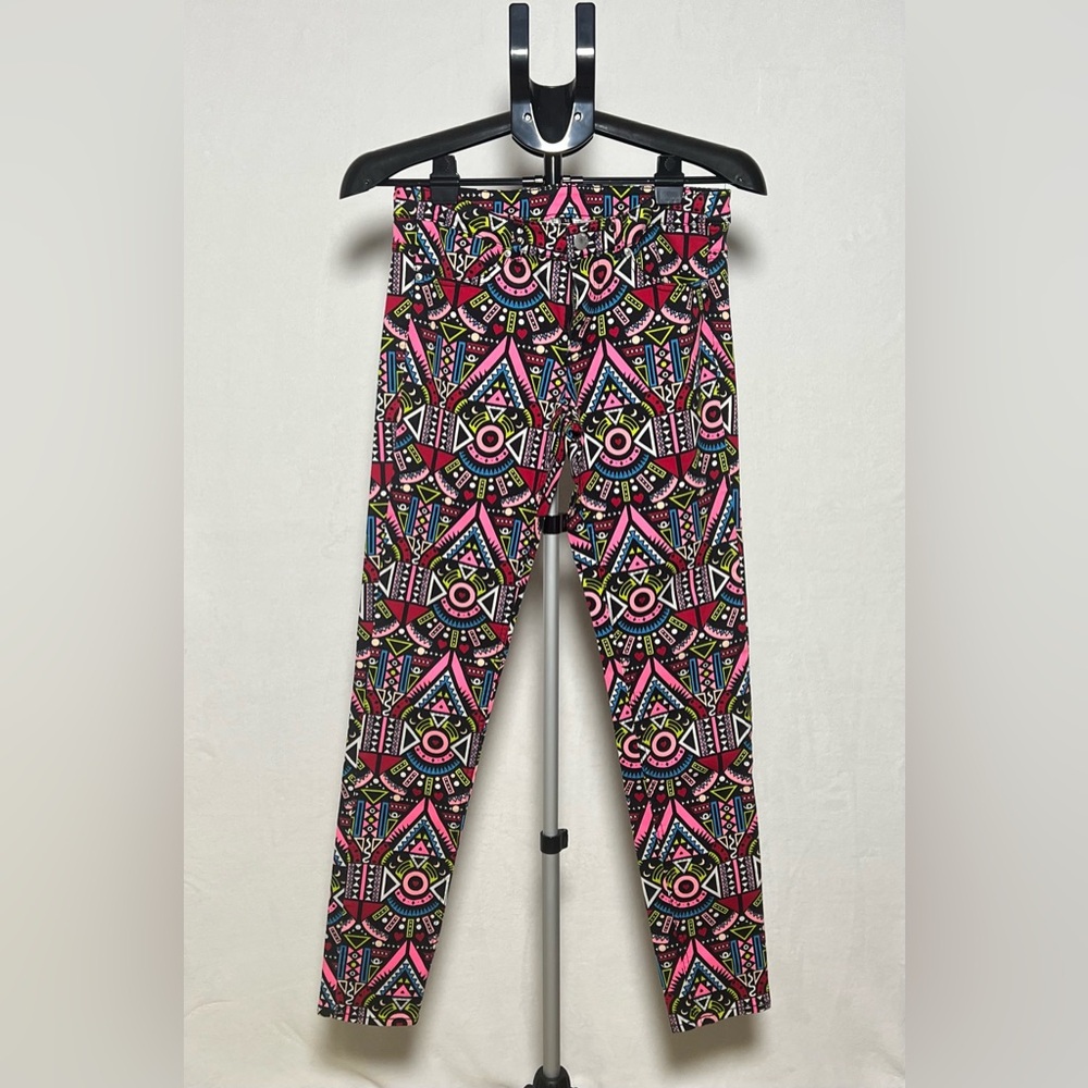 H&M DIVIDED Colorful Festival Unique Print Skinny Stretch Pants - size 10